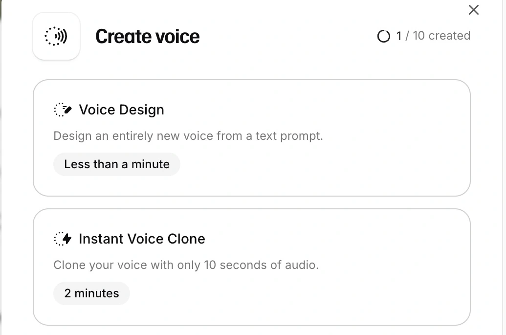 Нужная карточка — Instant Voice Clone.
