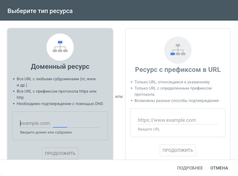 1 — выбирайте правую карточку. 2 — сюда вставьте полный адрес. 3 — затем «Продолжить». Скриншот Search Console, 12 октября 2026.
